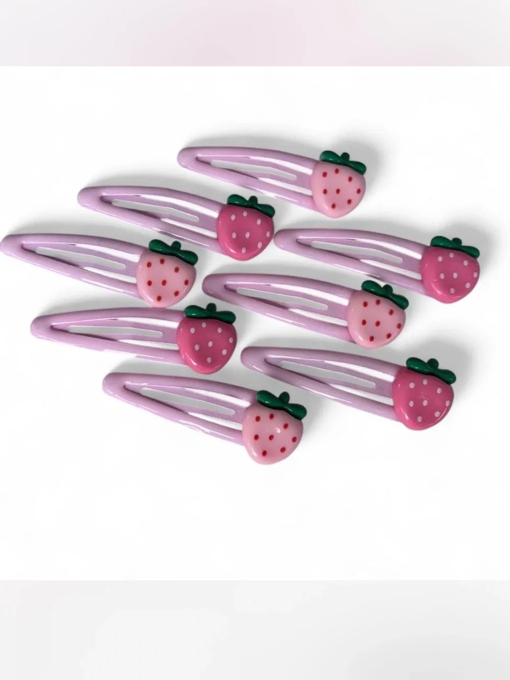 Set of Pink Strawberry Snap Hair Clips